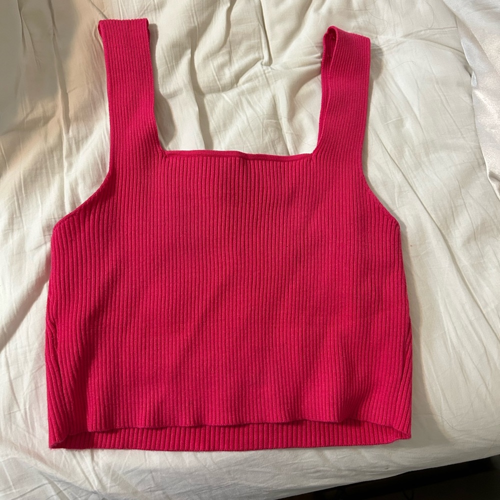 Shein Pink Square Neck Ribbed Tank Top size large
